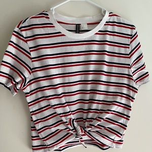 H&M striped crop ladies shirt